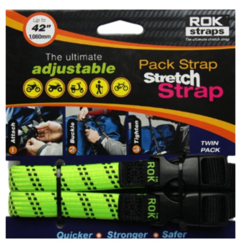 ROK Straps 12"-42" Adjustable Loop Strap 2PK Hi-Vis Green-2-Pk - Image 1